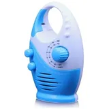 Wasserdichtes Duschradio Mini Am Fm Einstellbares Duschradio Mit Oberem Griff, Ohne Nullstellung, Weiß/blau
