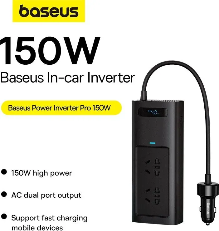 Baseus Stromumrichter Pro 150 W (220 V CN/EU) Schwarz