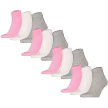 Puma Quartersocken 12er Pack Grau/Pink/Weiß 35-38