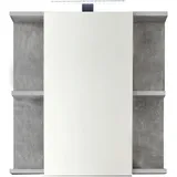 trendteam smart living - Nano - Spiegelschrank - Beton/Weiß - Badezimmerspiegel modern inklusive Aufsatzbeleuchtung - (BxHxT) 60 x 62 x 20 cm - 4 offene Fächer und 2 Einlegeböden