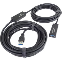 PremiumCord USB 3.0 Verlängerungskabel mit Repeater 10m, Datenkabel SuperSpeed bis zu 5Gbit/s, Ladekabel, USB 3.0 Typ A Buchse auf Stecker, Farbe schwarz, Länge 10m, ku3rep10