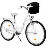 26 Zoll Damenfahrrad MILORD Citybike Retro Mit Korb Stadtrad Vintage Fahrrad 1 Gang - Weiss