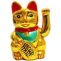 Generisch HAAC Winkekatze Glückskatze Glücksbringer Farbe Gold13 cm