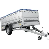 Einachsiger Anhänger auf Blattfedern 264x125 UNITRAILER FORCE 264/R KIPP mit BIS-Seitenwänden, H-0-Rahmen und blauer Plane