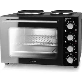 EMERIO MO-125236.4 Mini-Backofen mit 2 Kochplatten | Schwarz
