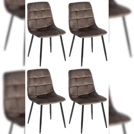 deluke Esszimmerstuhl VOUL Samt Braun 4er Set
