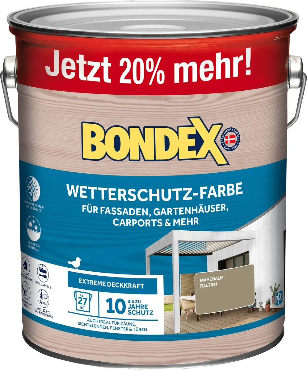 BONDEX Wetterschutz-Farbe, witterungsbeständig, hohe Deckkraft, verschiedene Farben und Grössen