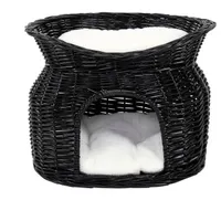 LIONTO Weidenkorb für Katze schwarz