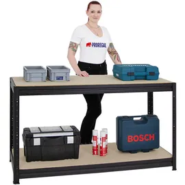 Proregal Werkbank Dino Schwarz Metall, Rechteckig, 160x87x60 cm, Freizeit, Heimwerken, Werkstatt, Werkbänke