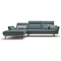 hülsta sofa Ecksofa hs.460, Sockel in Nussbaum, Winkelfüße in Umbragrau, Breite 318 cm blau|grau