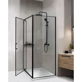 Beliani Duschkabine Einzeltür rechts 80 x 185 cm Schwarz/Sicherheitsglas
