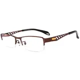 Progressive multifokale Lesebrille, rechteckige Lesebrille für Herren, Blaulicht-Schutzbrille, Brille mit nahezu doppeltem Verwendungszweck, 3-Fach-Optik, hohles Design, Metallbrille mit Halbrand