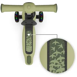Kinderkraft Halley 2 Balance-Scooter 2-in-1, Sitz höhenverstellbar (25-33 cm), 4-Fach Verstellbarer Lenker, LED-Räder, klappbar, ab 18 Monate, rutschfeste Trittflächen, Grün