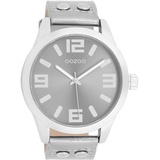 Oozoo Basic Line Uhr C1082 Lederband Metallic Silver 46 mm - Silber