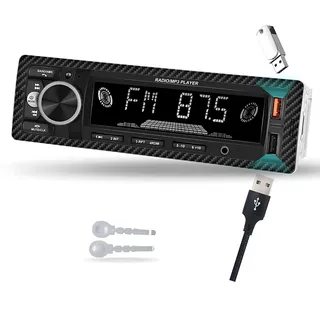 Autoradio Bluetooth 5.1 Hikity 1 Din Autoradio mit Bluetooth Freisprecheinrichtung, 7 Farben FM Radio 1 Din mit 2 USB/AUX/RCA Audio Output/EQ/MP3-Player