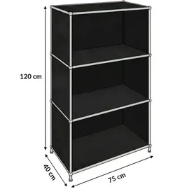 Floordirekt Metallregal 75 x 40 x 120 cm Schwarz