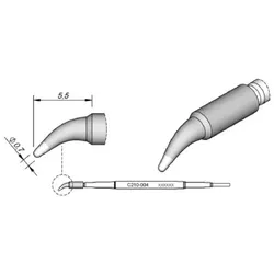 Lötspitze Serie C210, Rundform, C210004/ø0,7mm, gebogen