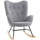 MC Star Schaukelstuhl ergonomisch Schwingsessel, Armlehnsessel, Stillsessel mit Samtoptik (Schaukelsessel bis 150 kg belastbar, für Schlafzimmer, Wohnzimmer, Hellgrau) grau