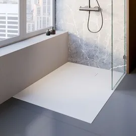 Schulte Duschwanne Midra 90x140 cm Inklusive Ablauf, DWM-Tec mit Steinstruktur, Weiß,