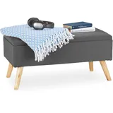 Relaxdays Truhenbank gepolstert Grau 39,5 x 79,5 x 39,5 cm
