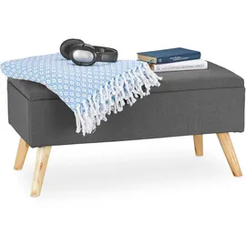 Relaxdays Truhenbank gepolstert Grau 39,5 x 79,5 x 39,5 cm