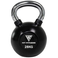 Hit Fitness Unisex-Adult Kettlebell with Handle | 28kg, Black & Chrome, 22 x 22 x 31.5 cm