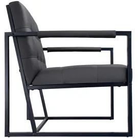 Svita Jones Cocktail-Sessel Loungesessel gepolstert mit Stahl-Rahmen Kunstleder Dunkelgrau