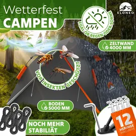 eloneo Wurfzelt 2-4 Personen Orange/Grau