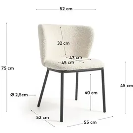 Kave Home 2er Set Kave Home Stuhl Ciselia Stoff Weiß