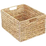 Molger Regal Korb 30 x 21 x 37 cm aus Wasserhyazinthe Natur Faltkorb Flechtkorb Regalbox Storage Box Aufbewahrungskorb Schrankkorb klappbar faltbar und sehr stabil einzeln