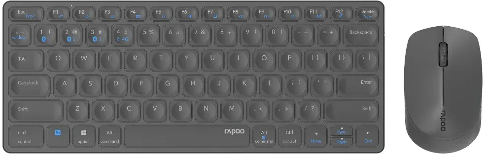 Rapoo 9600M Wireless multimode Blade Combo Set, QWERTY US - Dunkelgrau