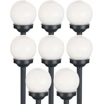 Expo Börse Kugelleuchte Solar 10 cm Solarleuchte Kugel Garten LED Gartendeko Solarkugel für Außen klein, Leuchtdauer ca. 6-8 Stunden, H 38 cm, 8er Set