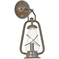 Licht-Erlebnisse Wandaußenleuchte HARIETT Bronze Antik Weiß Schmiedeeisen Glas 1x E14 max. 60W