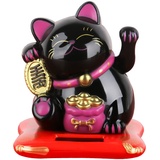 iSpchen Glückskatze Solar Winkekatze Süße Lucky Cat Glücksbringer Winkende Katze Figuren Katzen Statue Deko Auto Harz Tier Ornamente für Büro Home Schreibtisch Dekofigur