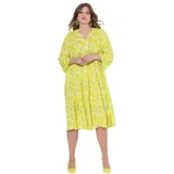 MIAMODA Midikleid Blätter-Muster Braun/Grün 46