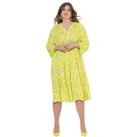 MIAMODA Midikleid Blätter-Muster Braun/Grün 46