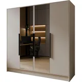 WFL GROUP Drehtürenschrank Mono Lux 200 x 200 x 51 cm Beige