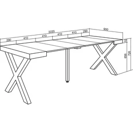 SKRAUT HOME Konsolentisch 222 x 73 x 90 cm weiß