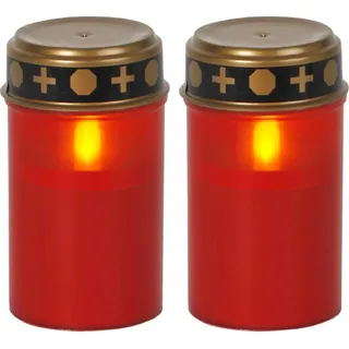 Star Trading LED Grablicht mit Timer | Grabkerzen mit Batterie | 2er Set Grablicht led Grablichter led mit Timer Grabkerzen rot 2er-Set in Rot Gr.: onesize