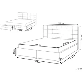 Beliani Beliani, Bett Rochelle 140 x 200 cm