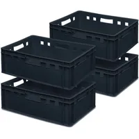BRB-Lagertechnik BRB 4x Fleischkasten E2, schwarz, LxBxH 600x400x200 mm