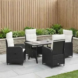 vidaXL Outdoortisch-Set 5 Stk.  Schwarz/Cremeweiß
