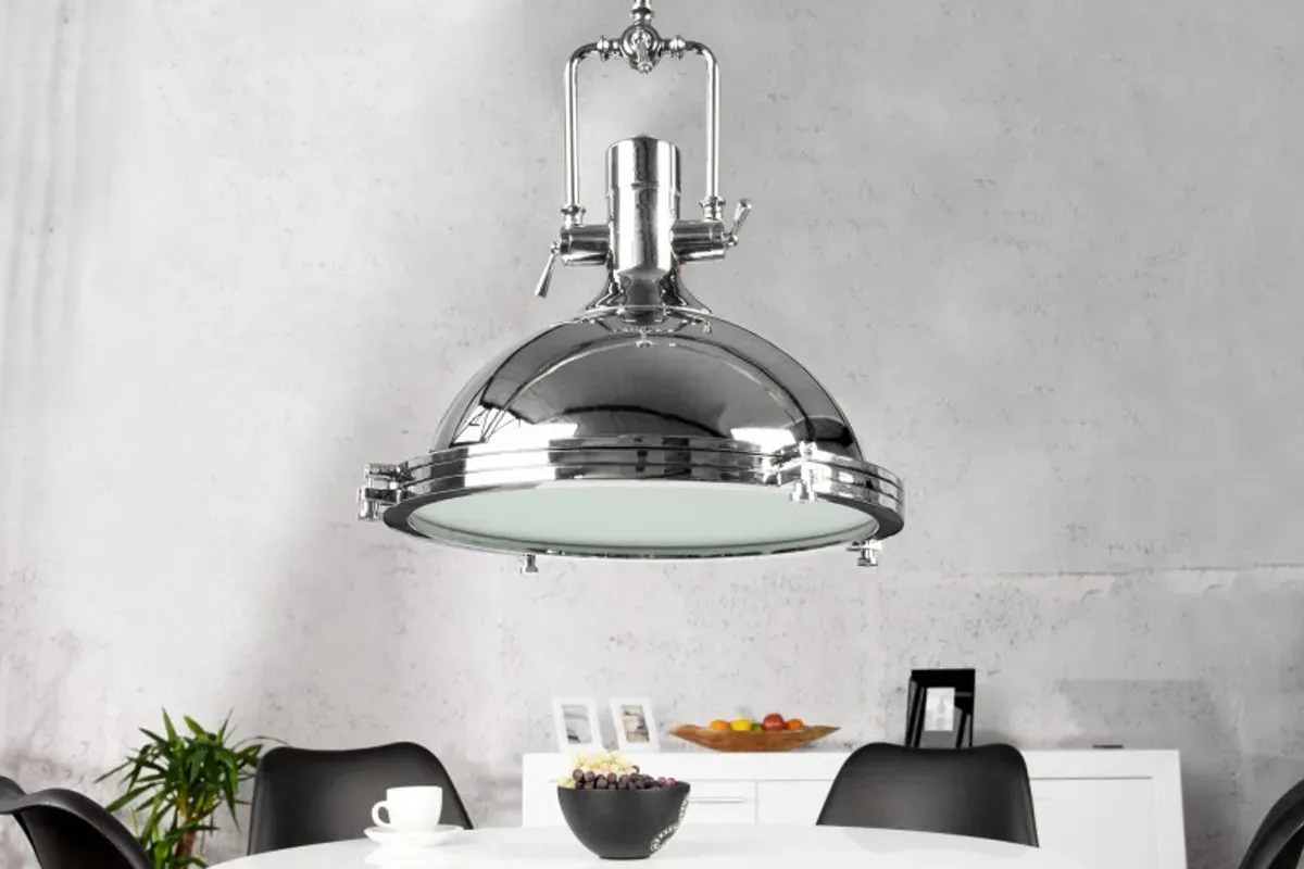 Casa Padrino Industrial Hängeleuchte Chrom Mod2 45 cm - Industrie Design Vintage Lampe Leuchte