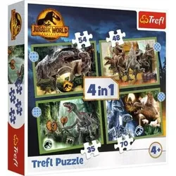 TREFL 34607 4 in 1 Puzzle 35, 48, 54, 70 Teile - Jurassic World