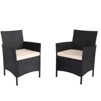 Ambientehome 2er Set Polyrattan schwarz Sessel