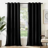 Deconovo Blickdicht Verdunkelungsvorhang Ösen Gardinen Thermovorhang Kälteschutz Thermo gegen Kälte Thermogardine Hitzeschutz, 290x140 cm(HöhexBreite), Schwarz, 2er Set