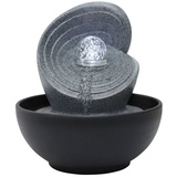 Dehner Polyresin-Zimmerbrunnen Olua mit LED, kaltweiß, 23 x 26 x 23 cm, Polyresin, dunkelgrau/grau
