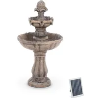 Hillvert Solar Gartenbrunnen Solarbrunnen Zierbrunnen Wasserspiel 2 Ebenen mit Zapfen led