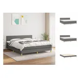 vidaXL Boxspringbett mit Matratze Dunkelgrau 160x200 cm Stoff