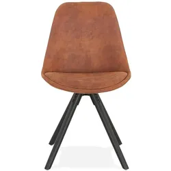 Kadima Design Konferenz Stuhl Modern Komfort  Mikrofaser & Schwarzes Buchenholz  Braun  Ergonomische Polsterung  Essstuhl  Velanox